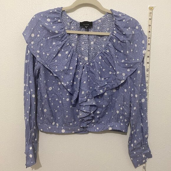 Lumiere Polka Dotted Ruffle Blouse Size S - Picture 3 of 11